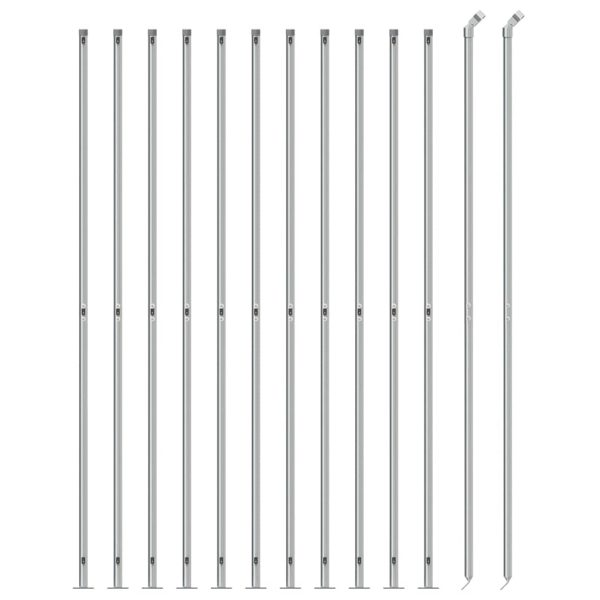 Gard plasă de sârmă cu bordură, argintiu, 1,8×25 m