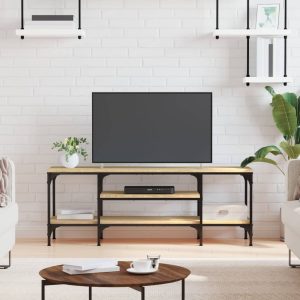 Comodă TV, stejar sonoma, 121x35x45 cm, lemn prelucrat & fier