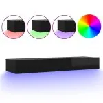 Comodă TV cu lumini LED, negru extralucios, 120x35x15,5 cm