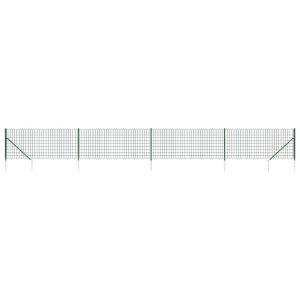 Gard plasă de sârmă cu țăruși de fixare, verde, 1,1×10 m