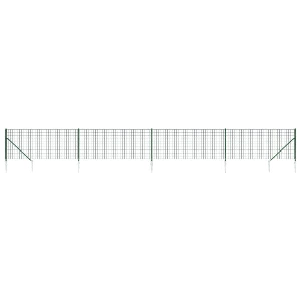 Gard plasă de sârmă cu țăruși de fixare, verde, 1,1×10 m