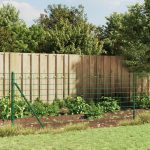 Gard plasă de sârmă cu țăruși de fixare, verde, 1,1×10 m