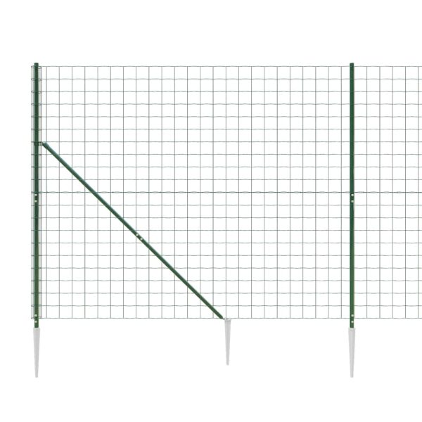 Gard plasă de sârmă cu țăruși de fixare, verde, 2,2×10 m