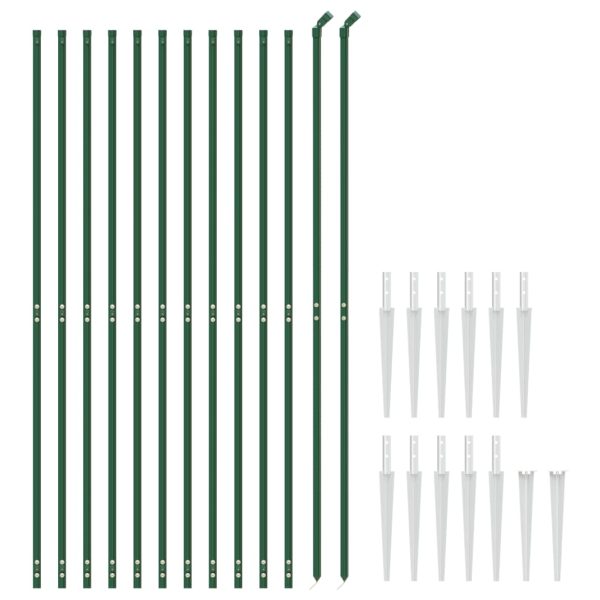 Gard plasă de sârmă cu țăruși de fixare, verde, 1,6×25 m