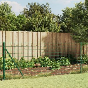 Gard plasă de sârmă cu bordură, verde, 1×10 m