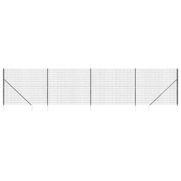 Gard plasă de sârmă cu țăruși de fixare, antracit, 1,4×10 m