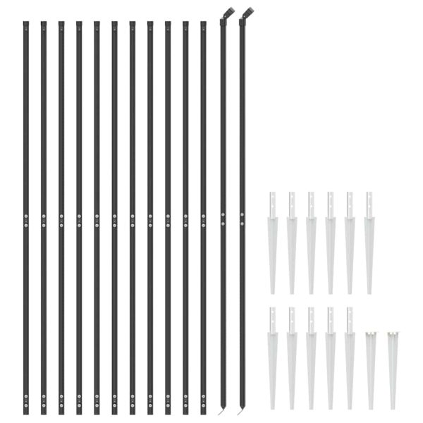 Gard plasă de sârmă cu țăruși de fixare, antracit, 2,2×25 m