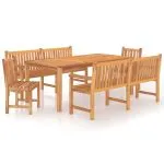 Set de sufragerie de grădină, lemn masiv de tec, 5 piese