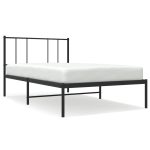 Cadru de pat din metal cu tăblie, negru, 100×200 cm