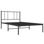 Cadru de pat din metal cu tăblie, negru, 100×200 cm