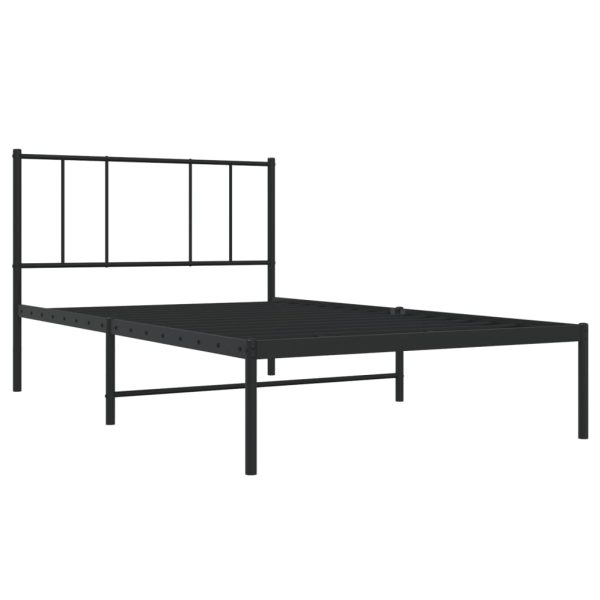Cadru de pat din metal cu tăblie, negru, 100×200 cm