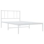 Cadru de pat din metal cu tăblie, alb, 100×200 cm