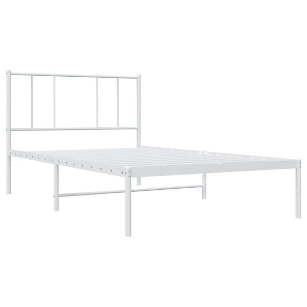 Cadru de pat din metal cu tăblie, alb, 100×200 cm