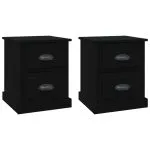 Noptiere, 2 buc, negru, 39x39x47,5 cm, lemn prelucrat