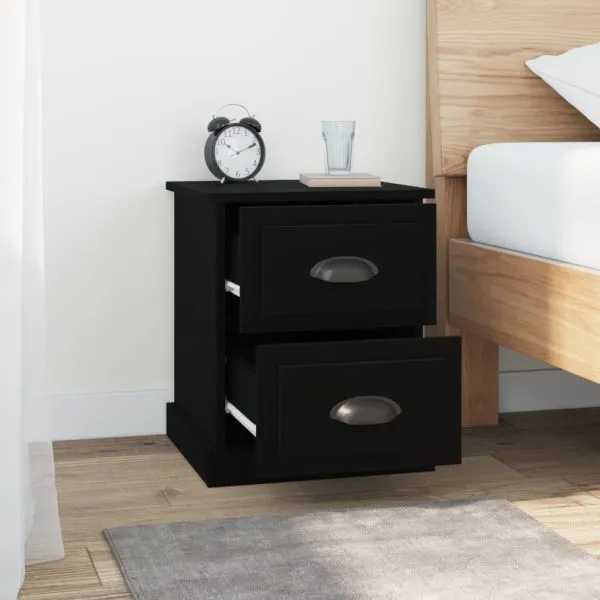 Noptiere, 2 buc, negru, 39x39x47,5 cm, lemn prelucrat