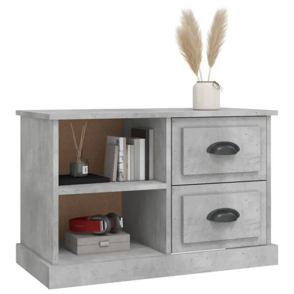Comodă TV, gri beton, 73×35,5×47,5 cm, lemn prelucrat