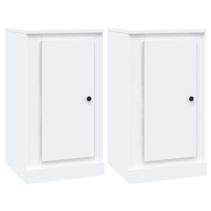 Servante, 2 buc., alb, 37,5×35,5×67,5 cm, lemn prelucrat