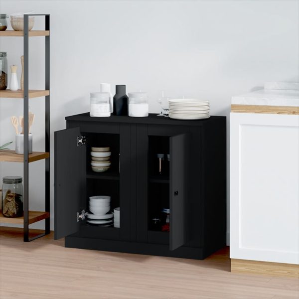 Servante, 2 buc., negru, 37,5×35,5×67,5 cm, lemn prelucrat