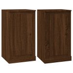 Servante, 2 buc. stejar maro, 37,5×35,5×67,5 cm, lemn prelucrat