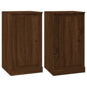 Servante, 2 buc. stejar maro, 37,5×35,5×67,5 cm, lemn prelucrat