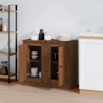 Servante, 2 buc. stejar maro, 37,5×35,5×67,5 cm, lemn prelucrat