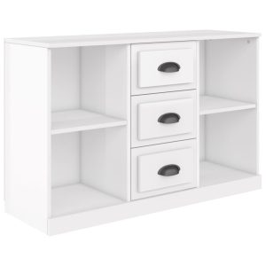 Servantă, alb extralucios, 104,5×35,5×67,5 cm, lemn prelucrat