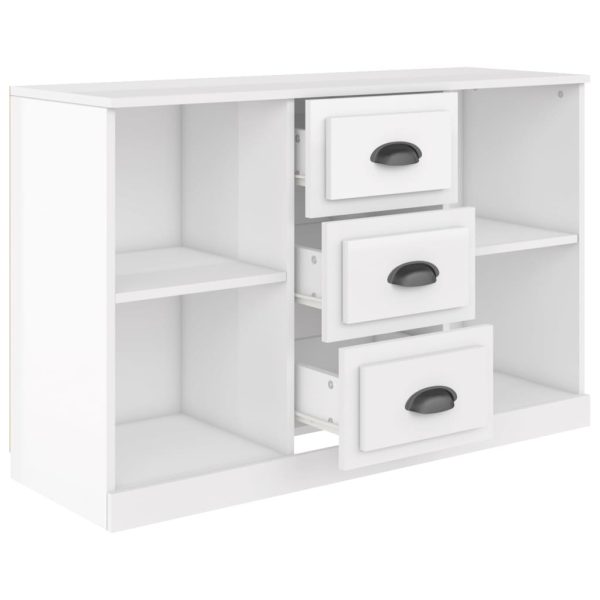 Servantă, alb extralucios, 104,5×35,5×67,5 cm, lemn prelucrat
