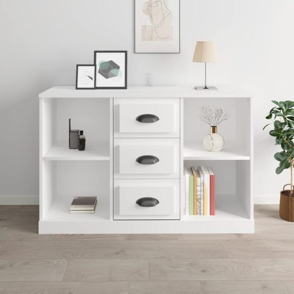 Servantă, alb extralucios, 104,5×35,5×67,5 cm, lemn prelucrat