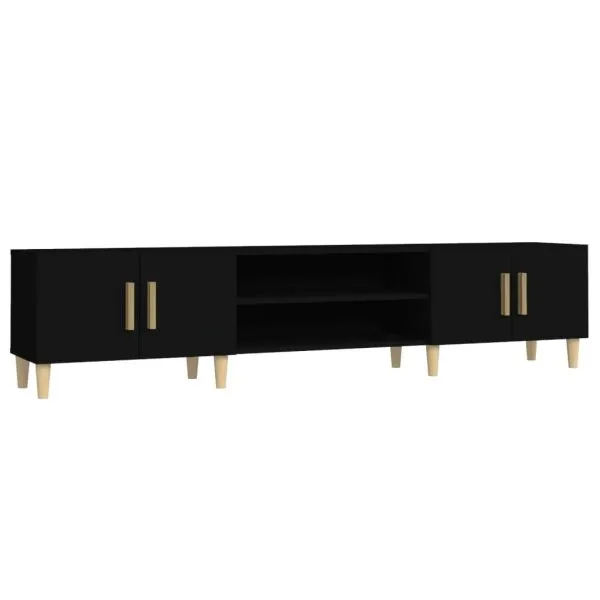 Comodă TV, negru, 180×31,5×40 cm, lemn prelucrat