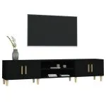 Comodă TV, negru, 180×31,5×40 cm, lemn prelucrat