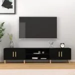 Comodă TV, negru, 180×31,5×40 cm, lemn prelucrat