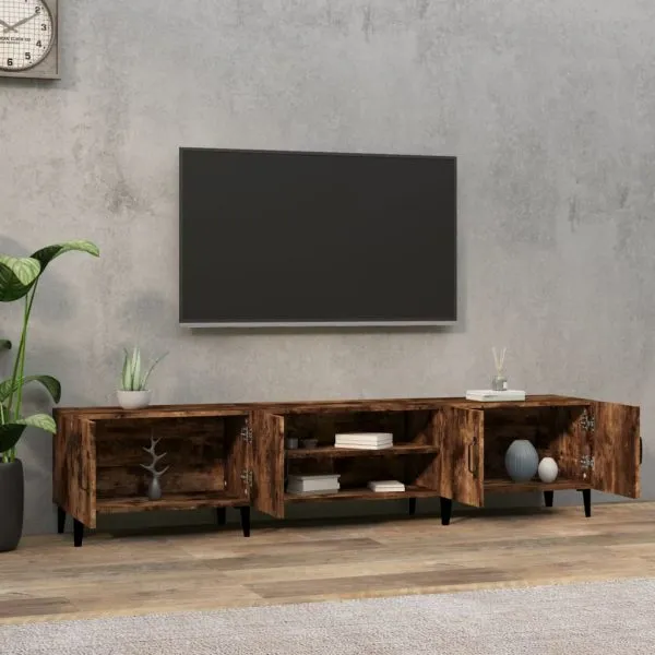 Comodă TV, stejar fumuriu, 180×31,5×40 cm, lemn prelucrat