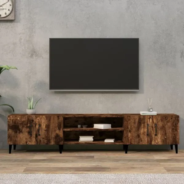 Comodă TV, stejar fumuriu, 180×31,5×40 cm, lemn prelucrat