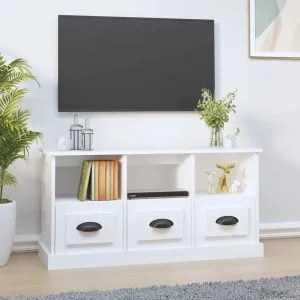 Comodă TV, alb, 100x35x50 cm, lemn prelucrat