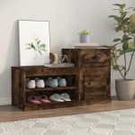 Pantofar, stejar fumuriu, 100x42x60 cm, lemn prelucrat