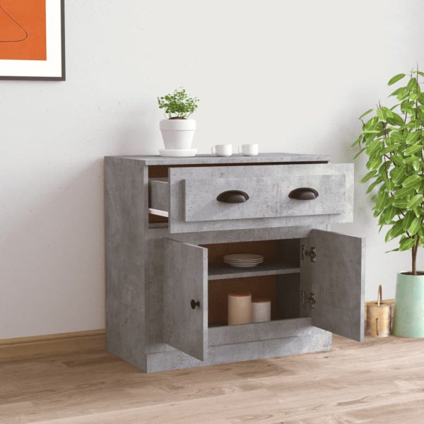 Servantă, gri beton, 70×35,5×67,5 cm, lemn prelucrat