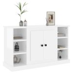 Servantă, alb extralucios, 100×35,5×60 cm, lemn prelucrat