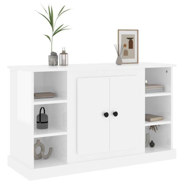 Servantă, alb extralucios, 100×35,5×60 cm, lemn prelucrat