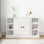Servantă, alb extralucios, 100×35,5×60 cm, lemn prelucrat
