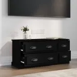 Comodă TV, negru, 100×35,5×45 cm, lemn prelucrat