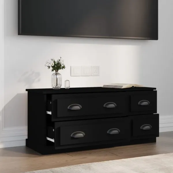Comodă TV, negru, 100×35,5×45 cm, lemn prelucrat