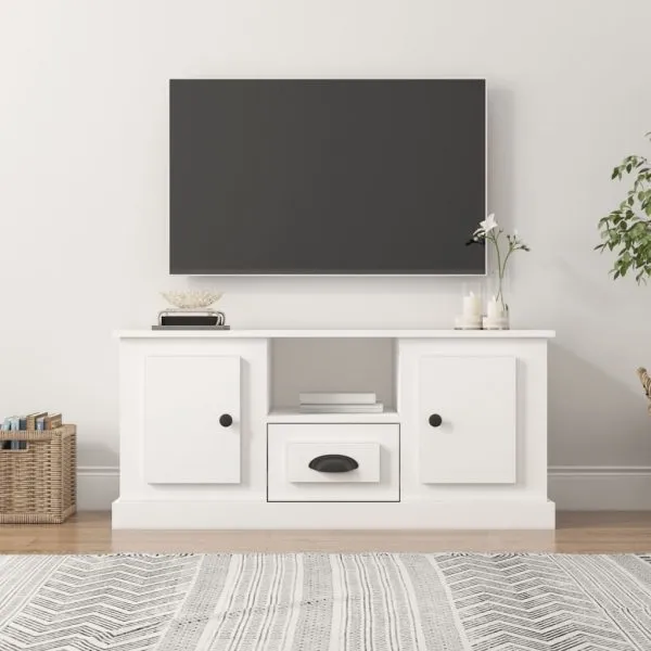 Comodă TV, alb, 100×35,5×45 cm, lemn prelucrat