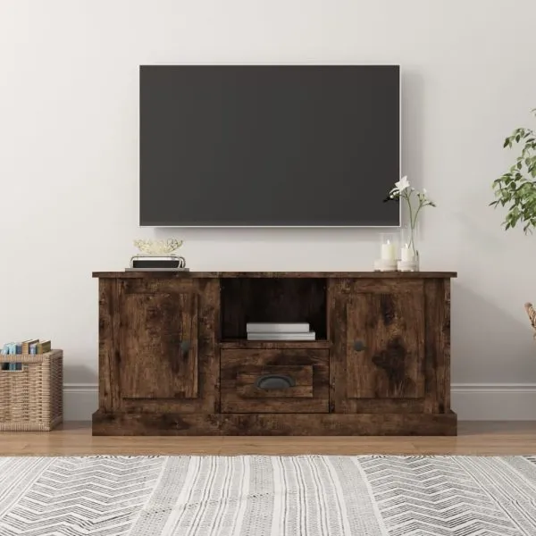 Comodă TV, stejar fumuriu, 100×35,5×45 cm, lemn prelucrat