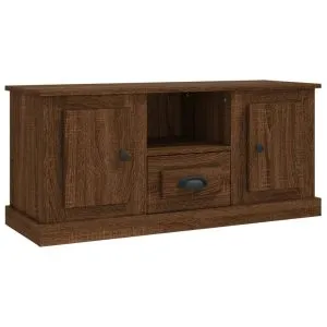 Comodă TV, stejar maro, 100×35,5×45 cm, lemn prelucrat