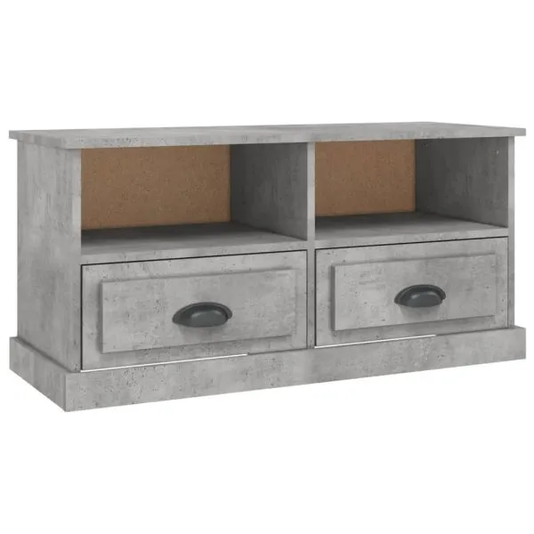 Comodă TV, gri beton, 93×35,5×45 cm, lemn prelucrat