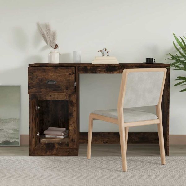 Birou cu sertar, stejar fumuriu, 115x50x75 cm, lemn prelucrat
