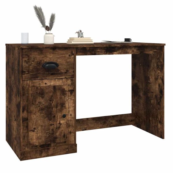 Birou cu sertar, stejar fumuriu, 115x50x75 cm, lemn prelucrat