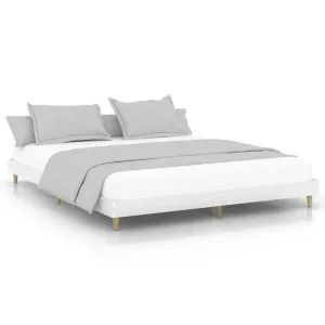 Cadru de pat, alb, 200×200 cm, lemn prelucrat