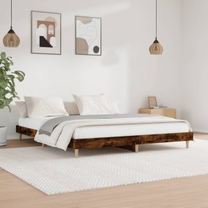 Cadru pat fără saltea stejar fumuriu 180x200cm lemn prelucrat