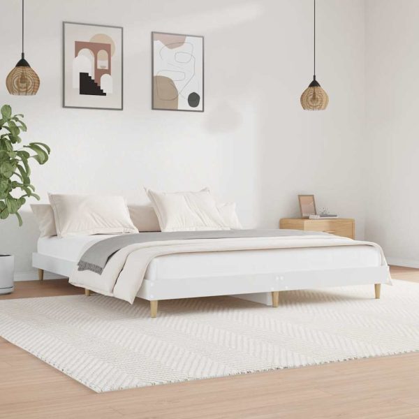 Cadru de pat, alb, 120×200 cm, lemn prelucrat
